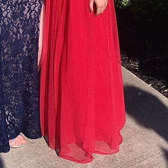 Red 2 Piece Prom Dress - Picture 2 of 6